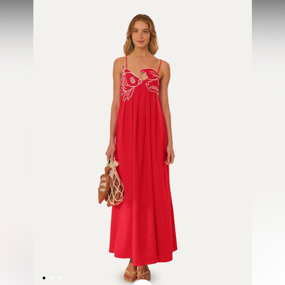 FARM Rio Red Fish Maxi Dress